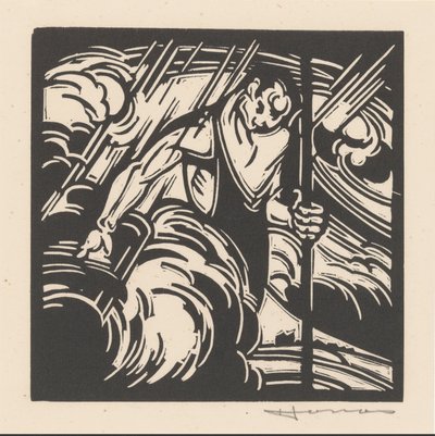 Personifisering av stormen over et landskap av Henri Jonas (signed by artist)