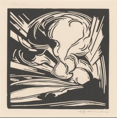 Skyer og solstråler over et landskap av Henri Jonas (signed by artist)