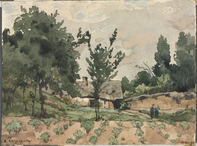 Landskap med gårdshus, 1892. av Henri Joseph Harpignies