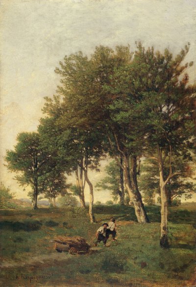 Landskap med to gutter som bærer ved, 1894 av Henri Joseph Harpignies