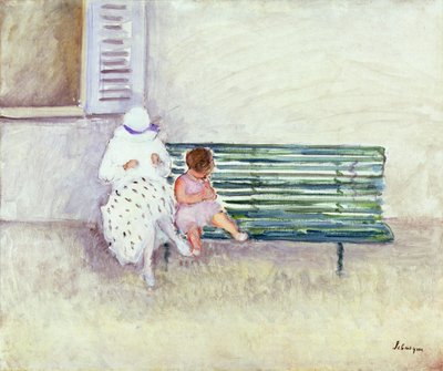 På benken (olje på lerret) av Henri Lebasque
