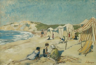 Stranden ved Pointe St. Gildas; Stranden ved Pointe St Gildas, ca. 1920 av Henri Lebasque