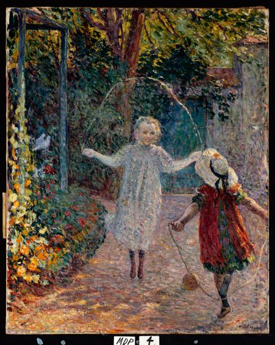 Unge jenter leker i hagen, 1899 av Henri Lebasque