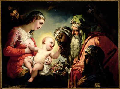 Tilbedelse av magiene, 1854 av Henri Lehmann