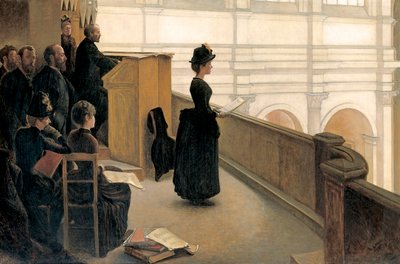 Øvelsen på korloftet (olje på lerret) av Henri Lerolle