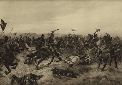 Slaget ved Agincourt; 1415 (gravyr) av Henri Louis Dupray