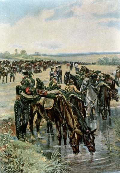 Oberst Castex mater hestene før en ladning av Henri Louis Dupray