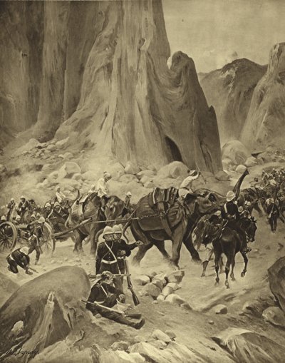 Den abyssiniske krigen, 1868 (gravyr) av Henri Louis Dupray