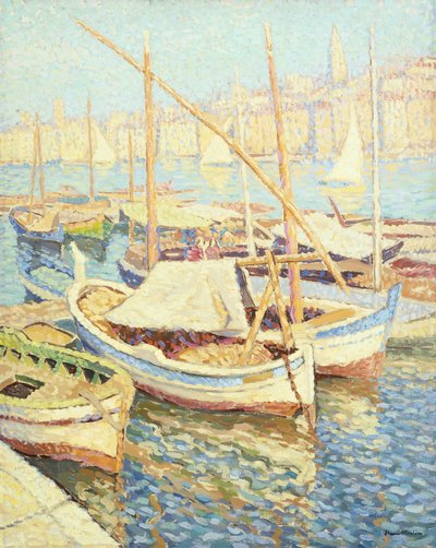 Marseilles havn (olje på lerret) av Henri Martin