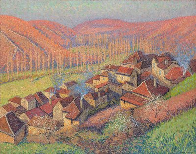 Utsikt over sentrum av Labastide du Vert; Utsikt over sentrum av Labastide du Vert, ca. 1940 av Henri Martin