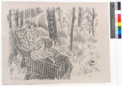 Ung jente på en sjeselong i underskogen av Henri Matisse