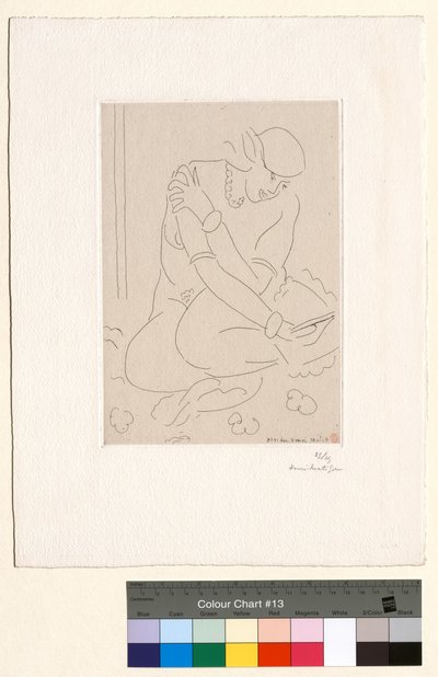 Huksittende akt, hånd på skulderen av Henri Matisse