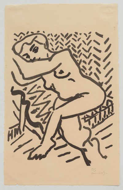 Sittende nakenstudie [Lite lyst tresnitt] av Henri Matisse