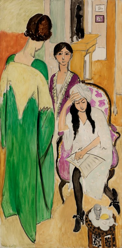 Tre søstre med en afrikansk skulptur av Henri Matisse