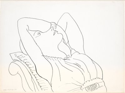 Tilbakelent kvinne med armene over hodet, halvfigur av Henri Matisse