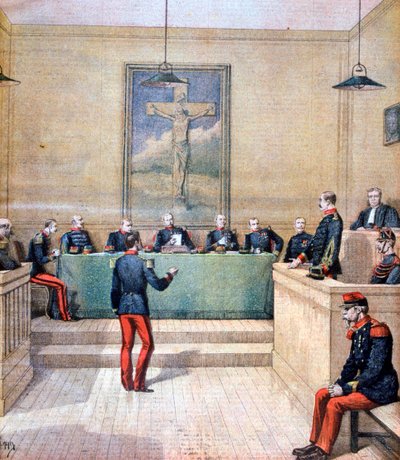 Kaptein Dreyfus før krigsretten, 1894 av Henri Meyer