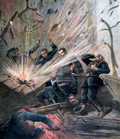 Eksplosjon ved politistasjonen på Rue des Bons-Enfants, Paris, 1892 av Henri Meyer