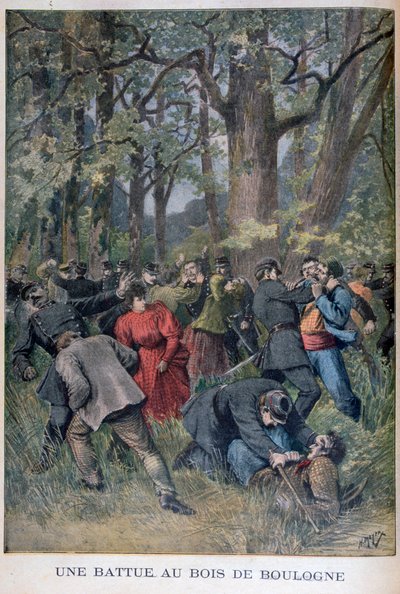 Kamp mellom gendarmer og sivile i Bois de Boulogne, Paris, 1895 av Henri Meyer
