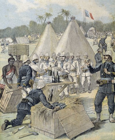 Nyttårsgaver til soldater i Dahomey (nå Benin) - i "" Le Petity Journal"" av 31.12.1892 av Henri Meyer