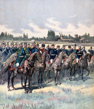 Militær gjennomgang med general Saussier og utenlandske militærattachéer, 14. juli 1891. av Henri Meyer