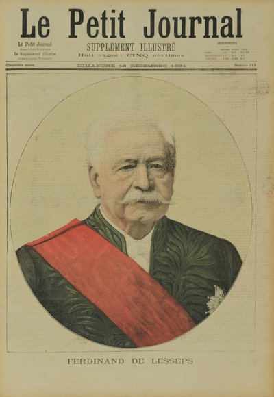 Portrett av Ferdinand Marie de Lesseps (1805-94) fra Le Petit Journal, 16. desember 1894 av Henri Meyer