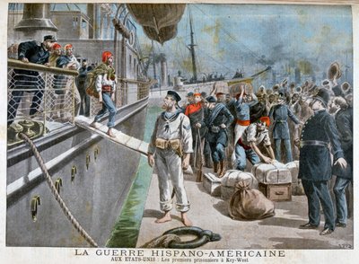 Spanske fanger som ankom Key-West, spansk-amerikansk krig, 1898 av Henri Meyer