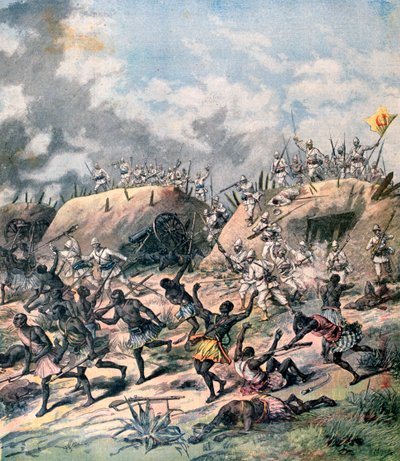 Det franske angrepet på Kana, Dahomey, Afrika, 1892 av Henri Meyer