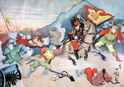 Inntak av det kinesiske flagget av en japansk offiser, 1894 av Henri Meyer