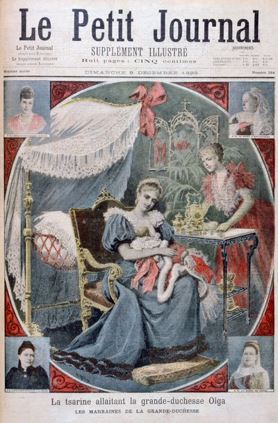 Tsarinaen som pleier storhertuginnen Olga av Russland, 1895 av Henri Meyer