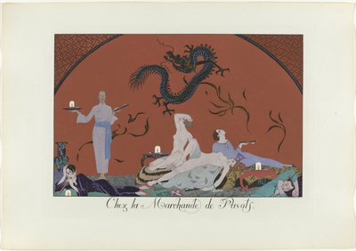 Dagens lykke eller Graces à la Mode: Chez la Marchande de Poppies. (tittel på objekt) The Happiness of the Day eller Fashionable Graces (serietittel) av Henri Reidel