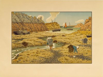 Havnen i Loguivy ved lavvann av Henri Rivière