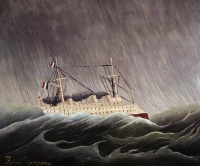 Båt i tempestaden. Kunstner: HENRI ROUSSEAU. Museum: NASJONALMUSEUM PARIS FRANKRIKE av Henri Rousseau