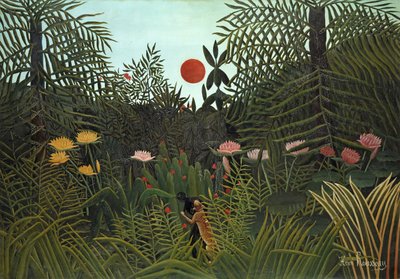 Svart person angrepet av en Jaguar, 1910 av Henri Rousseau