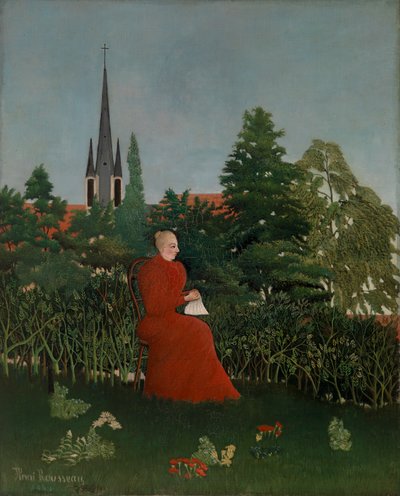 Portrett av en kvinne i et landskap av Henri Rousseau