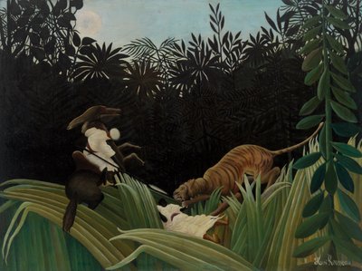 Speidere angrepet av en tiger av Henri Rousseau