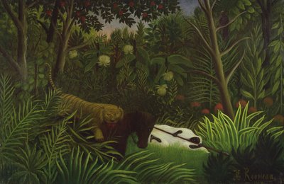 Tiger angriper en hest og en sovende svart mann av Henri Rousseau
