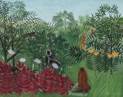 Regnskog med aper. 1910 av Henri Rousseau