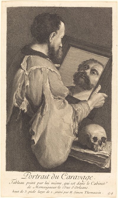 Portrett av Caravaggio av Henri Simon Thomassin