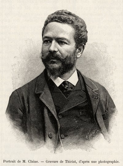 Portrett av Jules Claine (1856-1939), oppdagelsesreisende og diplomat, forfatter av historien. Gravering av Thiriat for å illustrere historien "" ett år i Malaysia", av Jules Claine (1856-1939) av Henri Thiriat