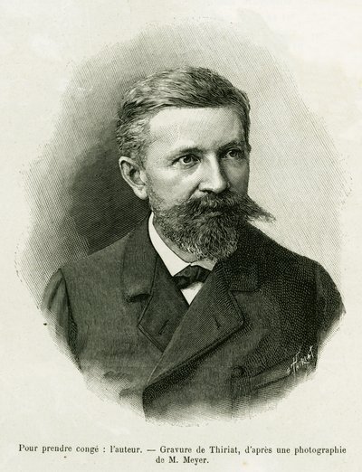 Portrett av forfatteren: Charles Grad (1842-1890), tysk politiker, forfatter og naturforsker. Gravering av Thiriat, for å illustrere historien A Through Alsace and Lorraine, i 1887, av Charles Grad, tysk deputert, i tour du monde 1888, regissert av Edouar av Henri Thiriat
