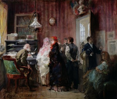 Fødsel, rådhuset i det 19. arrondissement, ca. 1881 av Henri Gervex