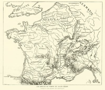 Gallernes land under Julius Caesars tid (gravering) av Henri de (after) Montaut
