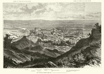 Roma sett fra Caelian Hill på Julius Caesars tid (gravering) av Henri de (after) Montaut