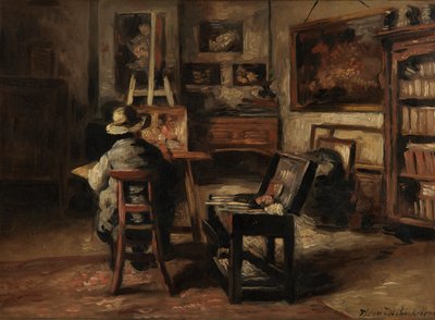 Studioet til Ferdinand De Braekeleer I, malerens far av Henri de Braekeleer