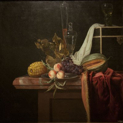 Stilleben med glass og frukt, ca 1675 av Henri de Fromantiou