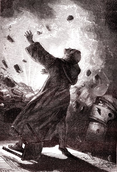 Munken Berthold Schwartz, "Fra jorden til månen" av Jules Verne av Henri de Montaut