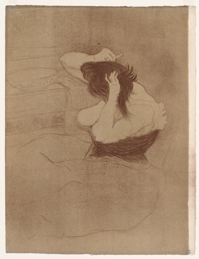 Elles: Kvinne som kjemmer håret av Henri de Toulouse-Lautrec