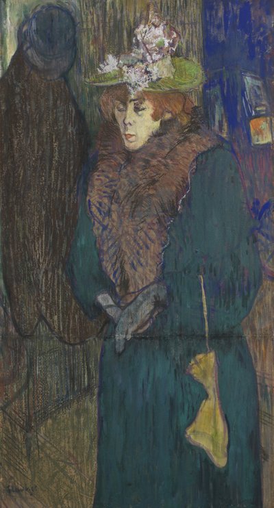 Jane Avril i inngangen til Moulin Rouge, ca. 1892 (pastell og gouache om bord) av Henri de Toulouse Lautrec
