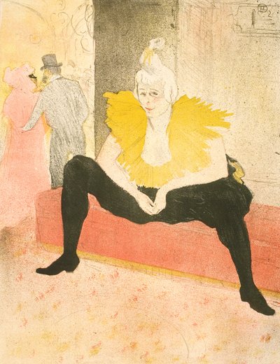 Den sittende klovnen, frøken Cha-U-Kao av Henri de Toulouse-Lautrec