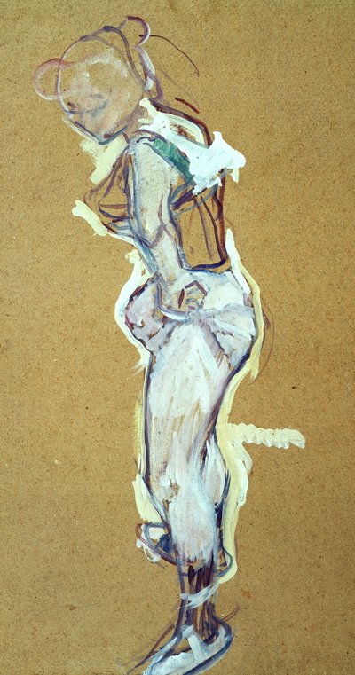 Trapeskunstner justerer skjorta av Henri de Toulouse Lautrec